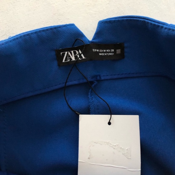 NWT Zara Cobalt Blue High-Waisted Trousers Size Medium - Picture 4 of 12